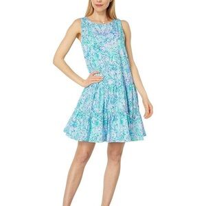 Lilly Pulitzer Trina Dress Surf Blue Soleil it On Me XL Cotton